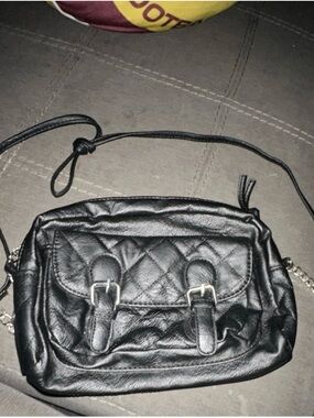 Candie's Black Quilted Crossbody Bag with Silver Hardware
